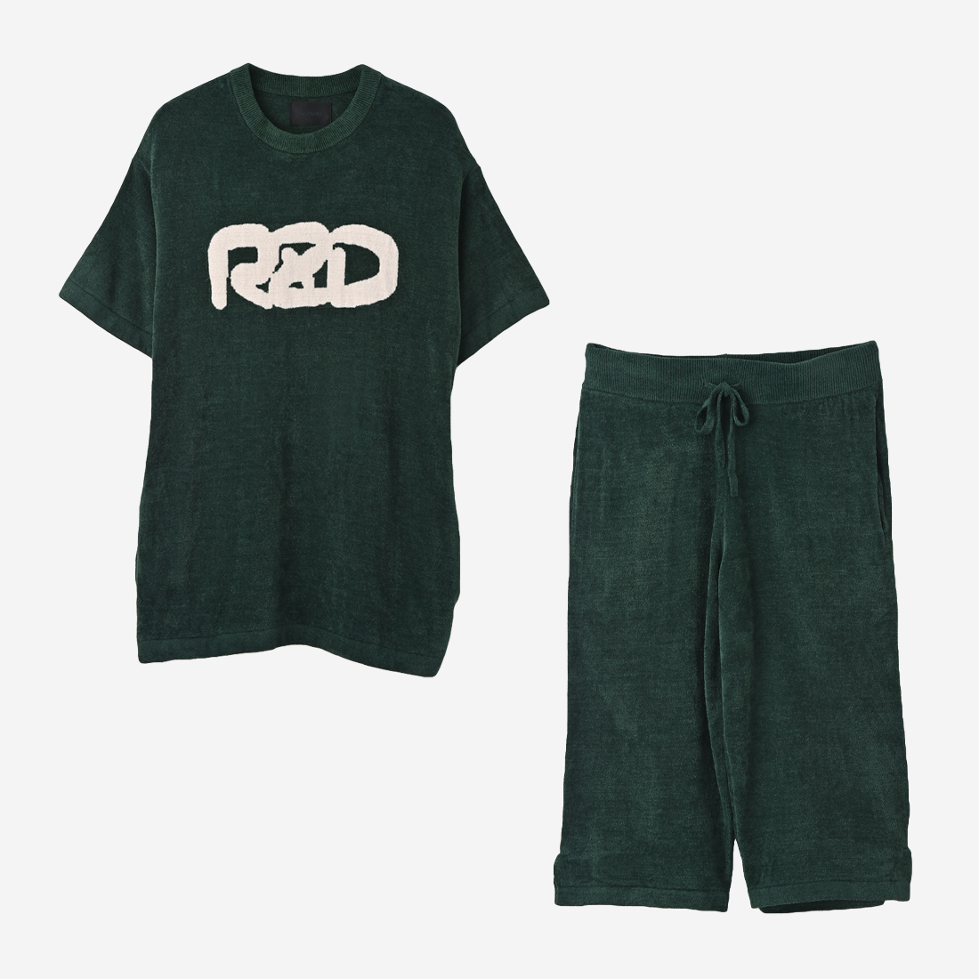 【ReZARD】SETUP Towel fabric Room Wear Small Logo（Cropped pants）(Green)